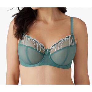 Wacoal Evocative Edge Full Figure Underwire Bra Embroidered Mesh Sage Green 42DD